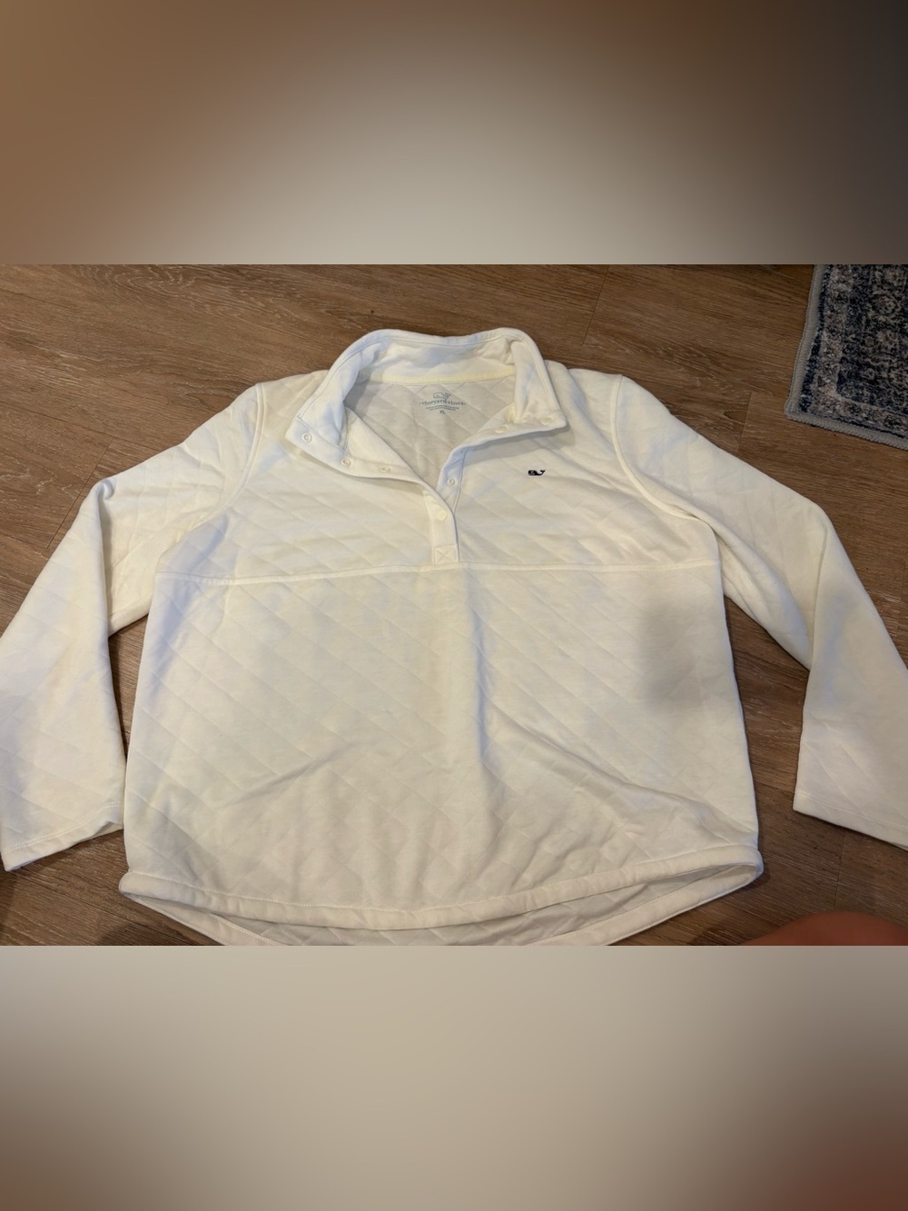 Vineyard Vines White Quilted Quarter Snap Button Pullover Jacket - Women's
